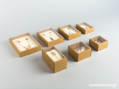 Eco-friendly kraft boxes for jewellery with transparent lid