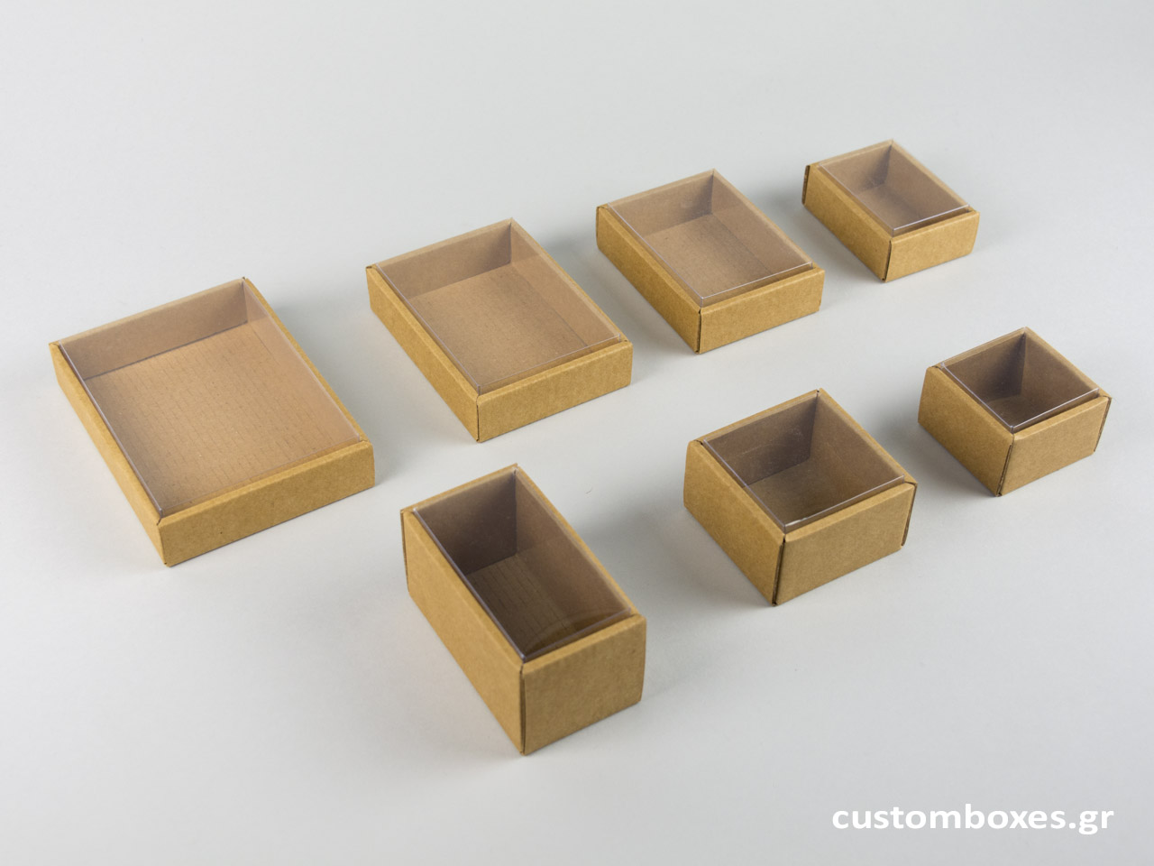 Eco-friendly boxes with kraft base and transparent lid