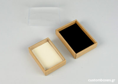 Χάρτινα κουτιά κοσμημάτων με βελούδινη βάση jewellery boxes kraft velvet clear lid